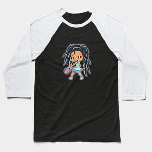 Cartoon Girl Playing Tennis Baseball T-Shirt